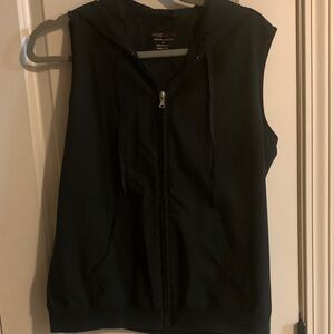 New York & Company Black Sleeveless Hoodie